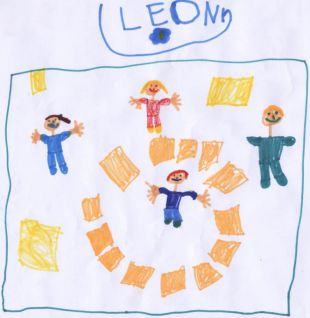 Danke Leony für das schöne Gruppenbild. (Die anderen Kinder sind alle gerade auf der Toi.)